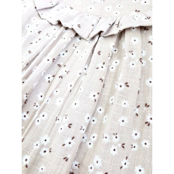 NEW! Tahari Floral Cotton Summer Dress A Line Taupe Tan Color SZ 3T - Picture 5 of 7